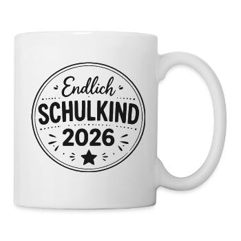 Endlich Schulkind 2026 - Tasse - Weiß - Rechts