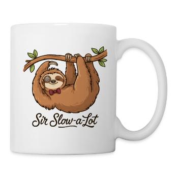 Sir Slow-a-Lot Faultier Büro Humor - Tasse - Weiß - Rechts