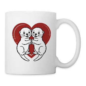 Verliebte Otter - Tasse - Weiß - Rechts