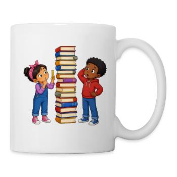 Kids Stack of Books Fair Funny Learning Motif - Mug - white - Right