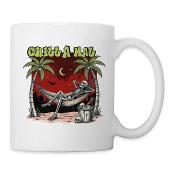Chill A Mal – Skelett Hängematte Sommer Humor - Tasse - Weiß - Rechts