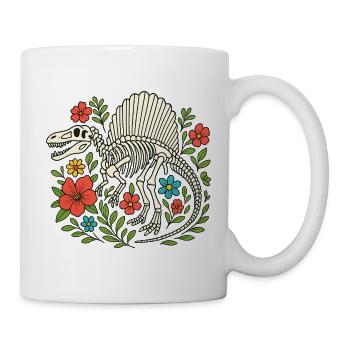 Spinosaurus Skelett mit Blumen - Tasse - Weiß - Rechts