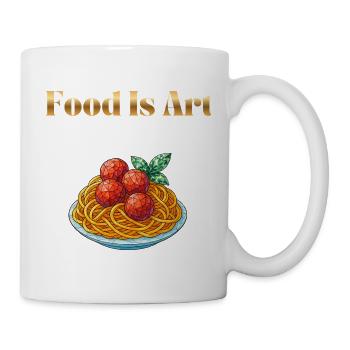 Food Is Art ... Spaghetti mit Fleischbällchen - Tasse - Weiß - Rechts