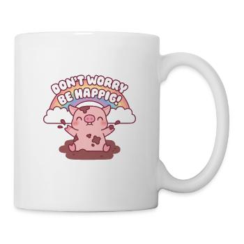 Cute Pig Playing In Mud Don't Worry Be Happig - Mug - white - Right