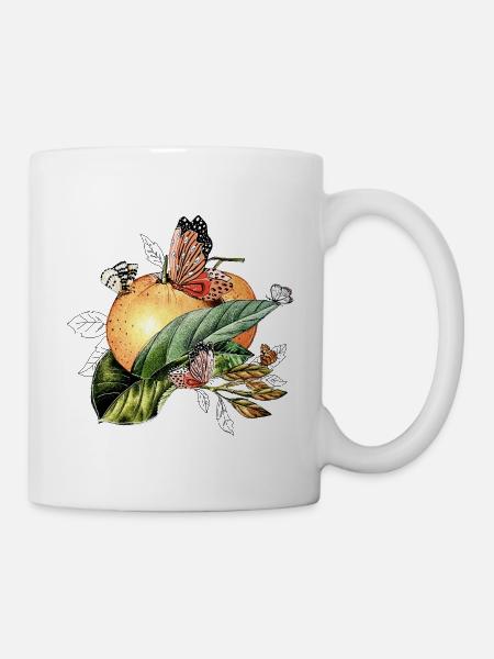 Butterflies on an orange - Mug - white