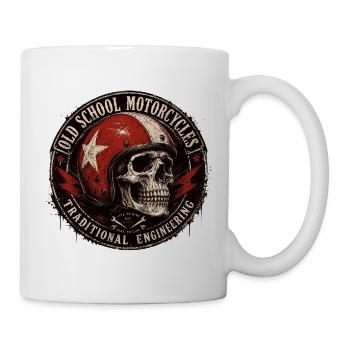 Old School Motorcycle Skull Emblem - Mug - white - Right
