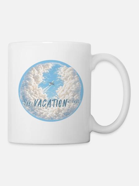 endlich Urlaub Flugzeug endlich frei Wolken - Tasse - Weiß