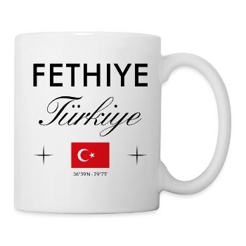 Fethiye Türkei Koordinaten Reise Souvenir - Tasse - Weiß - Rechts