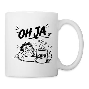 Kaffee oh ja Cartoon - Tasse - Weiß - Rechts