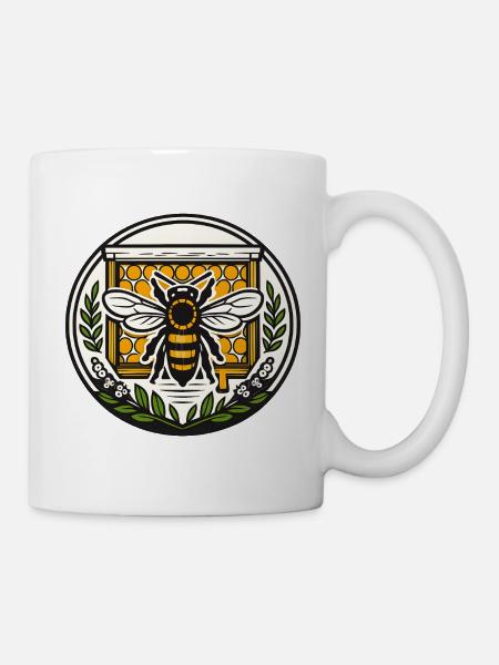 Bienenembleme Honigwabe - Tasse - Weiß