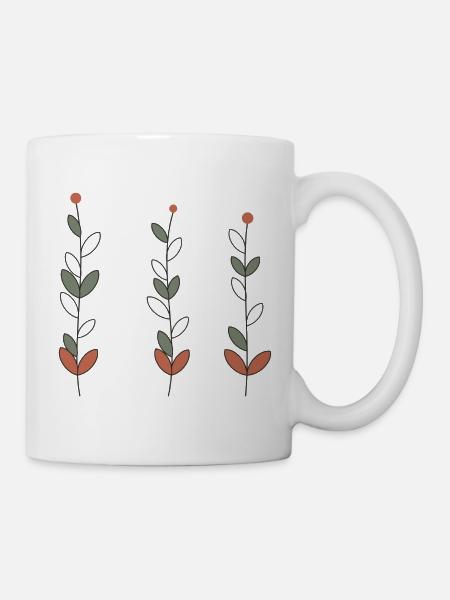 Trio minimalistischer Blumenstängel - Tasse - Weiß