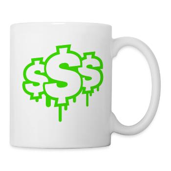 Neon Graffiti Dollarzeichen Tropfen - Tasse - Weiß - Rechts
