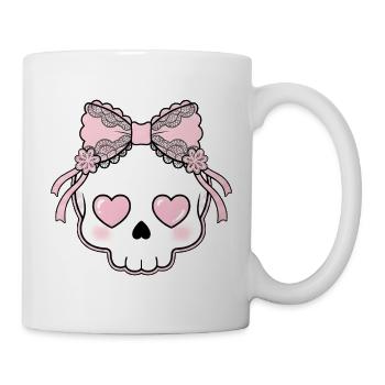 Kawaii Schädel Herzaugen - Tasse - Weiß - Rechts