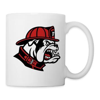 Feuerwehr Bulldogge Maskottchen - Tasse - Weiß - Rechts