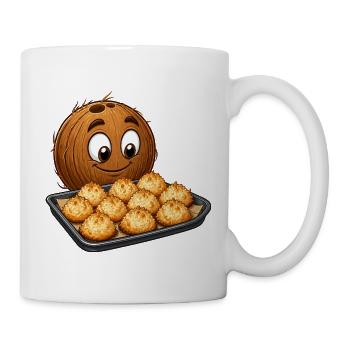 Kokosnuss Cartoon mit Makronen - Tasse - Weiß - Rechts