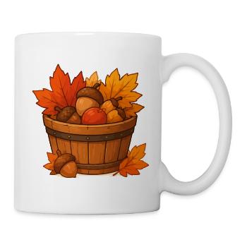 Herbstkorb mit Eicheln und Blättern - Tasse - Weiß - Rechts