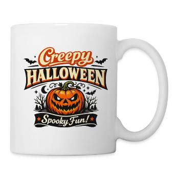 Creepy Halloween Kürbis-Logo - Tasse - Weiß - Rechts