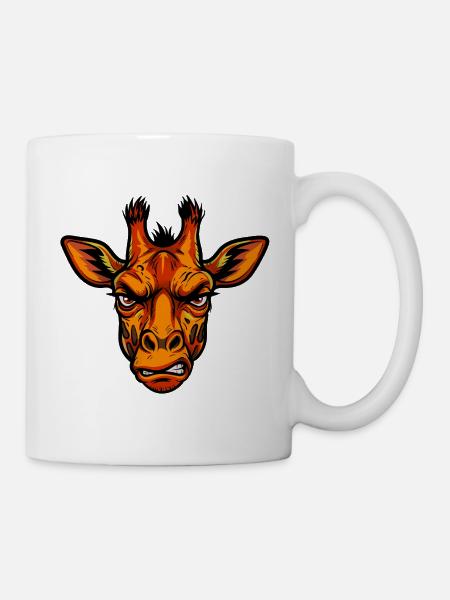 Wütender Giraffenkopf in Flammen - Tasse - Weiß