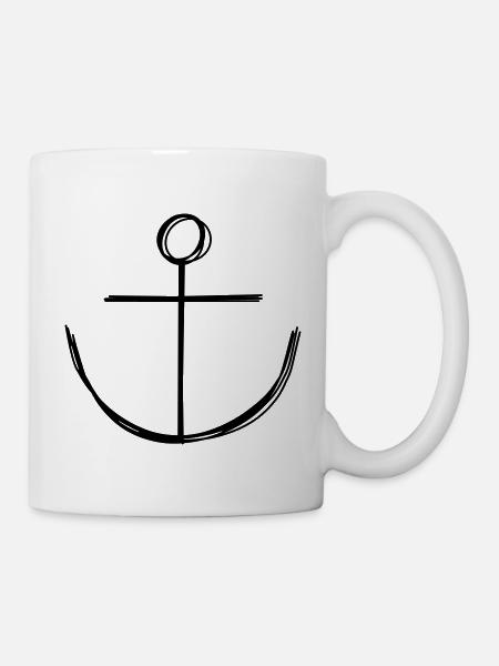 Anker handgezeichnet - Tasse - Weiß
