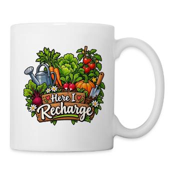 Here I Recharge Gartenfreude - Tasse - Weiß - Rechts