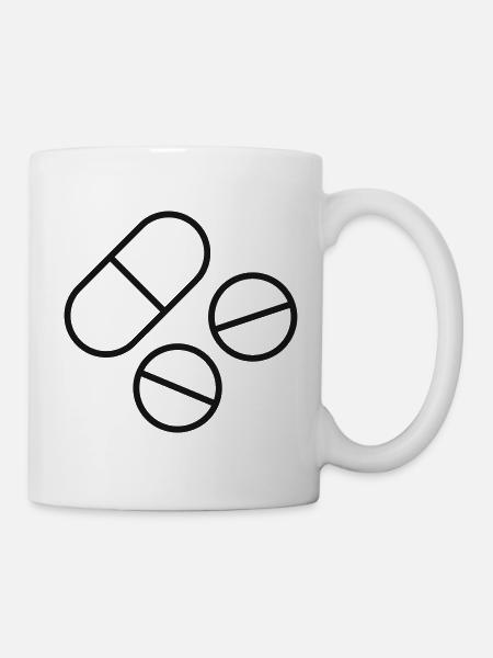 Symbol der Medikamenten-Pillen-Linie - Tasse - Weiß