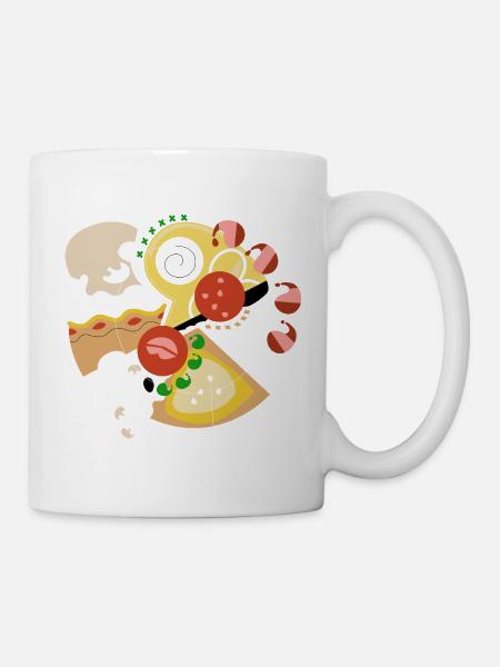 Abstrakt_Pizza - Tasse - Weiß