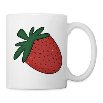 Knallrote Erdbeer Illustration - Tasse - Weiß - Rechts