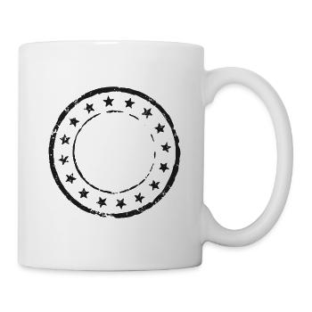Vintage, runde Gummistempel-Schablone - Tasse - Weiß - Rechts