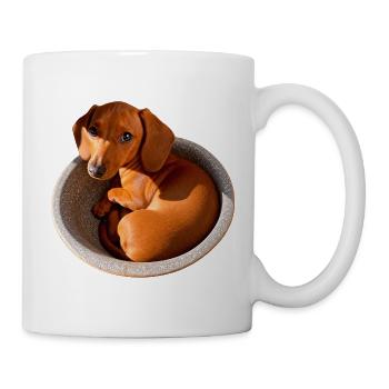 Dackel Kuschelpfote Napfdesign - Tasse - Weiß - Rechts