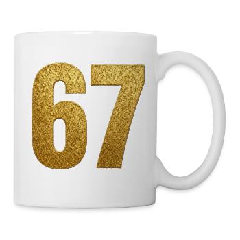 Gold Glitter 67 Ziffern - Tasse - Weiß - Rechts