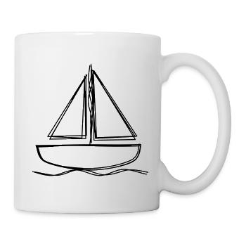 Segelboot handgezeichnet - Tasse - Weiß - Rechts