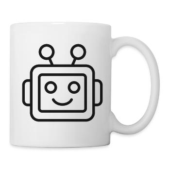 KI-Roboter-Kopfzeilen-Symbol - Tasse - Weiß - Rechts