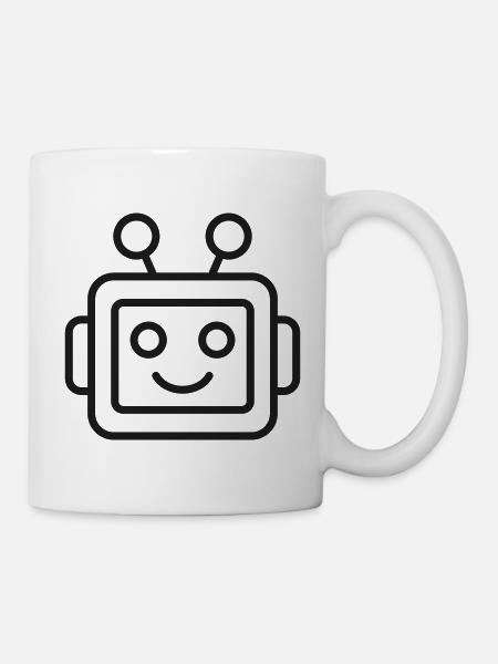KI-Roboter-Kopfzeilen-Symbol - Tasse - Weiß