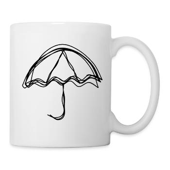 Regenschirm handgezeichnet - Tasse - Weiß - Rechts
