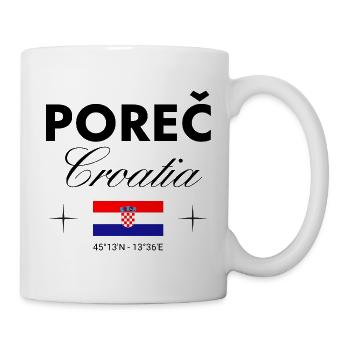 Poreč Kroatien Koordinaten Reise Souvenir - Tasse - Weiß - Rechts