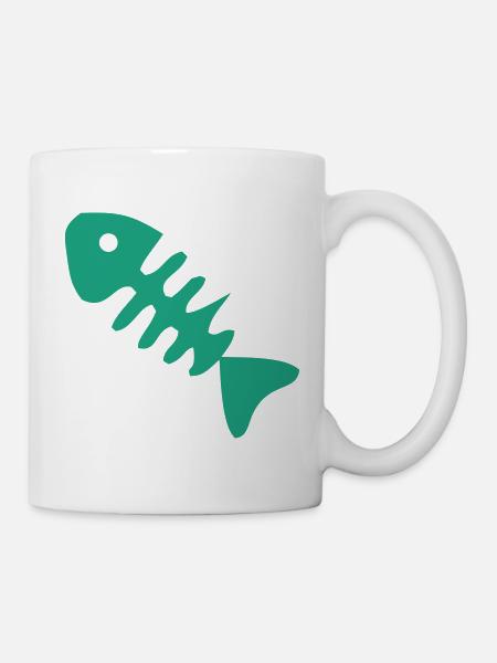 Gruene Fischgraete Icon - Tasse - Weiß