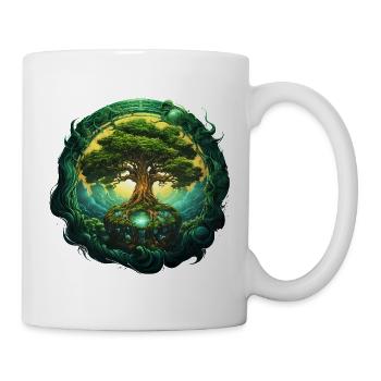 Baum des Lebens Mystisch Wikinger Design - Tasse - Weiß - Rechts