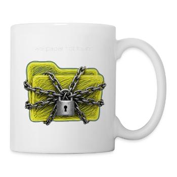 Tapete nicht gefunden – Neon-Gelber Ordnerschloss - Tasse - Weiß - Rechts