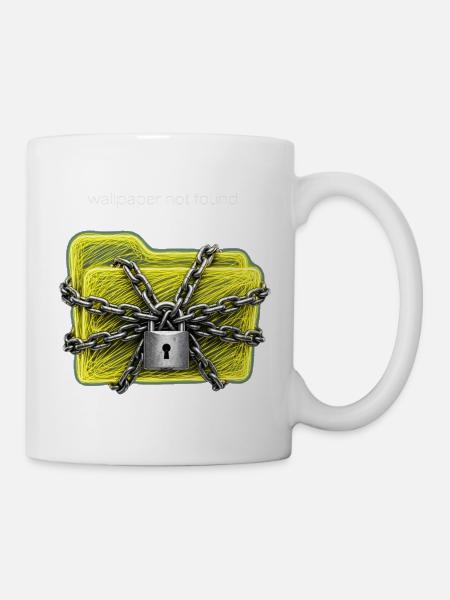 Tapete nicht gefunden – Neon-Gelber Ordnerschloss - Tasse - Weiß