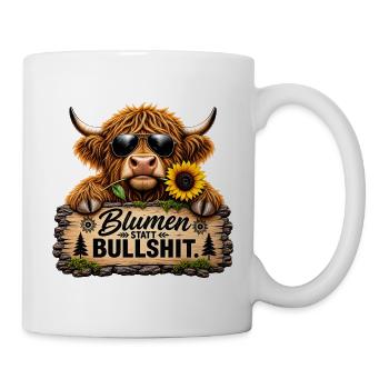 Blumen statt Bullshit - Tasse - Weiß - Rechts