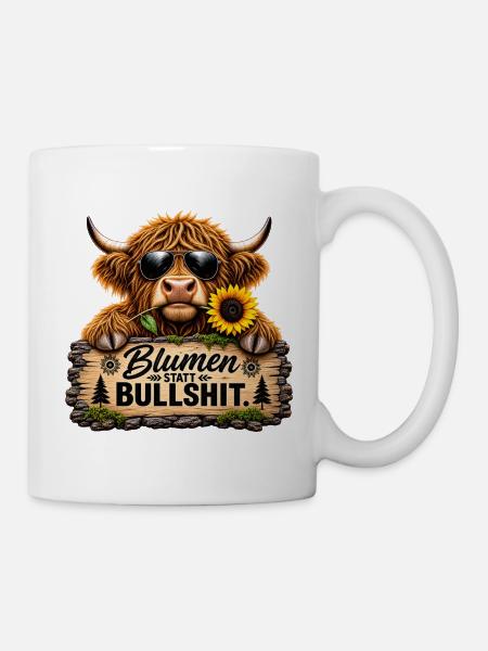 Blumen statt Bullshit - Tasse - Weiß