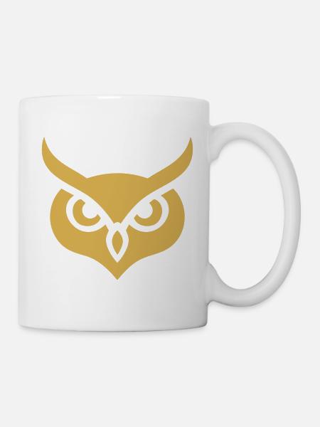 Goldene Minimalistische Weisheitseule - Tasse - Weiß