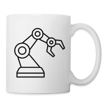 Roboterarm-Linie-Symbol - Tasse - Weiß - Rechts