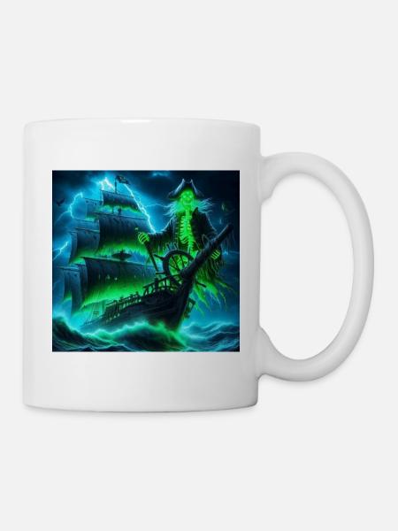 Halloween piratenschiff - Tasse - Weiß