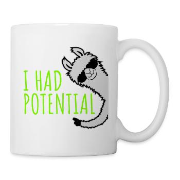 I Had Potential Ich Hatte Potenzial Lama Logo - Tasse - Weiß - Rechts