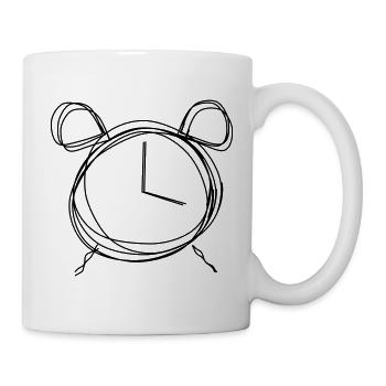 Wecker handgezeichnet - Tasse - Weiß - Rechts