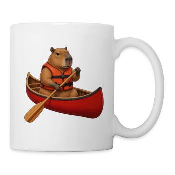 Capybara beim Kanufahren - Tasse - Weiß - Rechts