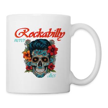 Rockabilly Never Dies – Floral Skull - Tasse - Weiß - Rechts