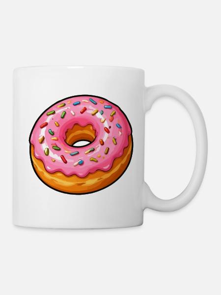 Pink Zuckerguss Donut mit Streuseln - Tasse - Weiß