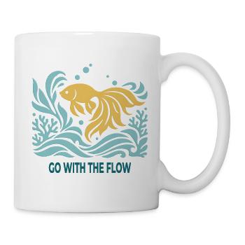 Go With The Flow – Goldfisch im Wasser - Tasse - Weiß - Rechts